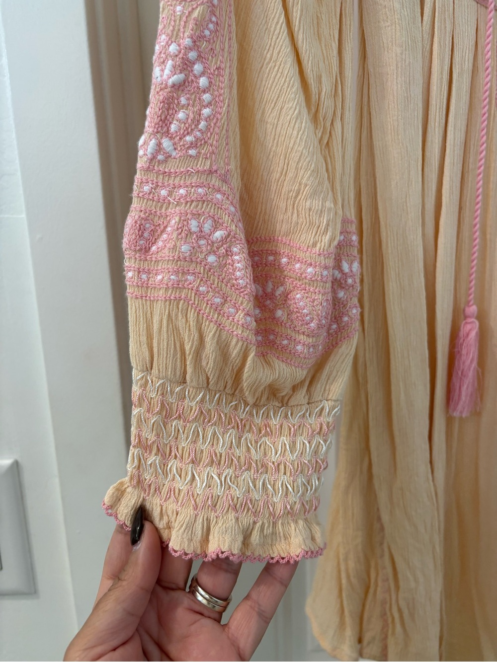 Free People Wind Willow Embroidered Mini Dress - Size M - Picture 5 of 6